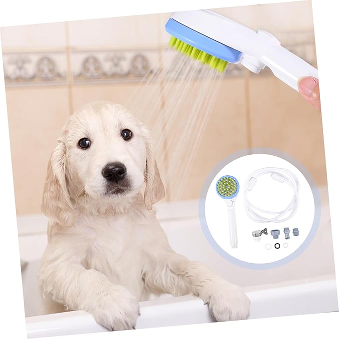Portable Pet Shower Sprayer with Hose Handheld Dog Bath Brush with Massage Function Efficient Water Saving Puppy Grooming Tool for Easy Bathing and Rinsing
