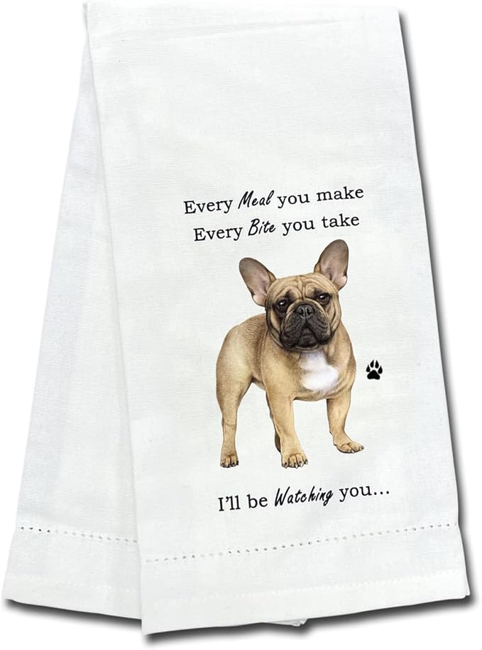 French Bulldog Kitchen Towels - Soft, Highly Absorbent - Gifts for Pet Lovers - Reusable, Quick Drying - 100% Natural Cotton