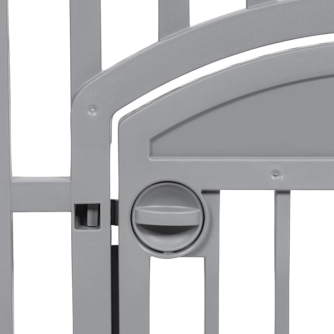 IRIS USA 34" Dog Playpen Tall Dog Playpen Indoor – 8-Panel Puppy Playpen with Door, 63 x 63 x 34, Extra Tall Dog Play Pen Indoors for Large Dogs, Plastic Pet Playpen, Indoor Dog Pen, Gray