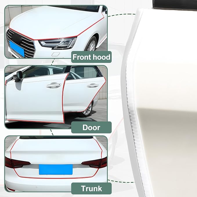 Osilly Car Door Protector Edge Guards, 33Ft Anti Collision U Shaped Automobile Door Seal Protector, No Glue Vehicle Exterior Edge Trim Protective Strip Accessories, Universal Fit (White)