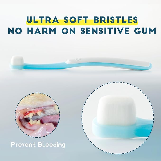 Small Dog Toothbrush, Cat & Puppy Tooth Brushing Kit, Ultra Soft & Mini Head Teeth Brush for Kitten & Tiny Pet, Doggy Toothbrushes Deep Dental Cleaning, 1 PCS - Pink Color