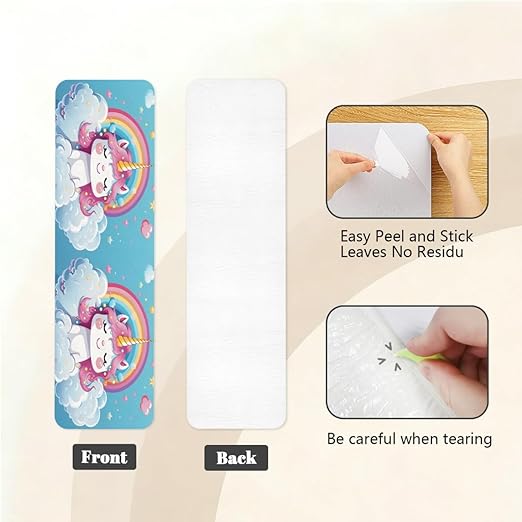 Animal Cartoon Unicorn Cute Stair Treads for Wooden Steps Indoor Washable Staircase Carpet 15PCS 30"x7.8" Stair Step Treads Non-Slip Staircase Covers Peel and Stick Safety Mat for Kids Elders Pets