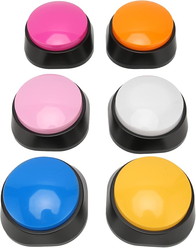 Cuifati Dog Buttons for Communication, 6 Pcs Dog Talking Set, 30s Voice Recordable Pet Training Buzzer, Speaking Buttons for Cats & Dogs Voice Recording