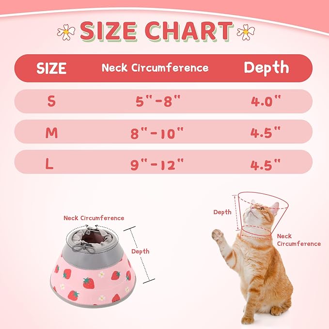 Cat Cone Collar Soft to Stop Licking, Adjustable, Foldable Lightweight Kitten Cones After Surgery Recovery for Cats & Kittens, Cat Cone Alternative, Easy Eating (Pink, M)