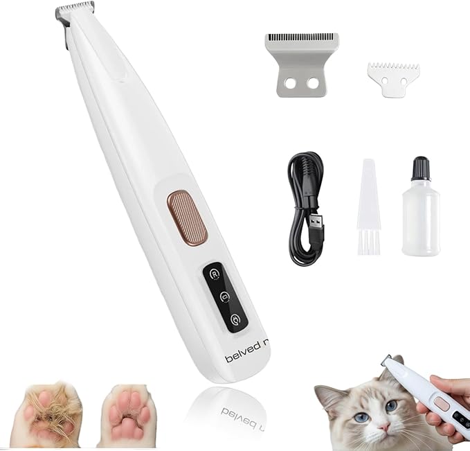 Pet Micro Precision Trimmer - Upgraded 0.71in Blade Dog Hair Trimmer for Grooming Paws Eyes Ears Butt, 50dB Quiet Cordless Shaver, 90 Min Runtime Cat Shaver Grooming Kit
