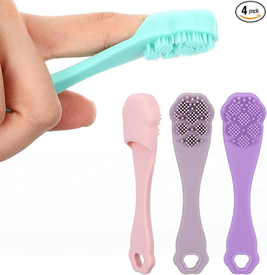 4 Pack Dog Finger Toothbrush Small Breed, Silicone Dog and Cat Finger Toothbrush Kit Food Grade, Easily Clean Teeth Dirt