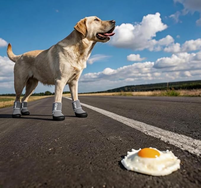 EXPAWLORER Waterproof Dog Shoes for Small Medium Large Dogs, Summer Dog Shoes for Hot Pavement, Hiking Walking, Reflective Dog Booties for Outdoor Snow Rain Days, Anti-Slip Dog Boots & Paw Protectors
