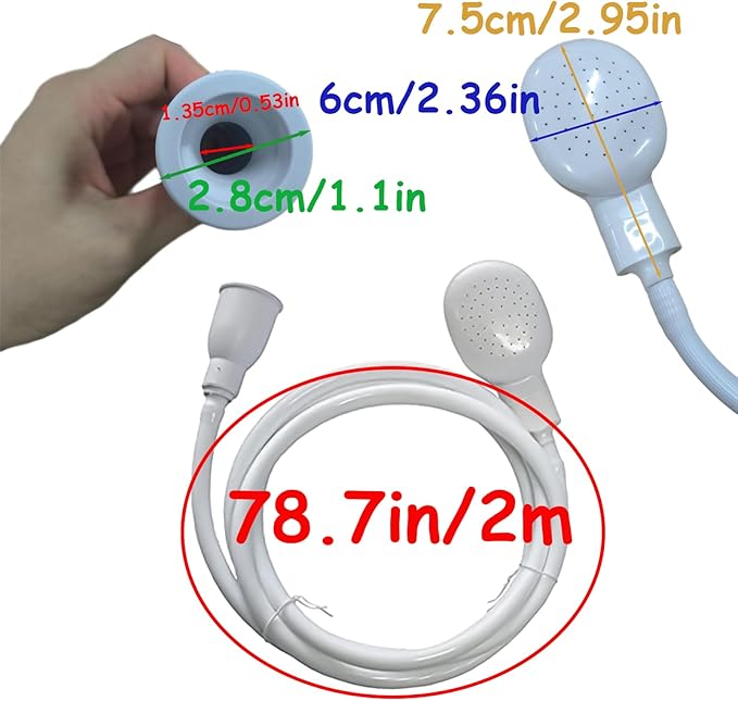 2m/6.56ft Sink Hose Sprayer,Shampoo Sprayer Handheld Hose Shower Head Spray Hose with 2 Hair Catcher Drain Strainers for Bathing Baby,Pets Shower,Washing Hair,Rinsing Vegetables,Utility Sink