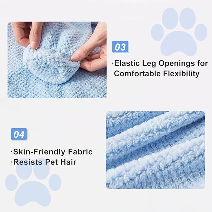 MANON ROSA Dog Bathrobe Towel - Absorbent Microfiber Robe for Small Dogs and Cats - Quick-Drying Pet Drying Towel for After Bath Pool Beach (Small Fits Pets 4-7lbs Back Length 11.81")