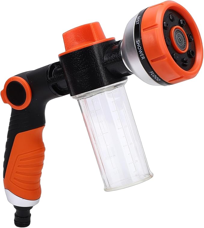 GLOGLOW Dog Washing Hose Attachment, 8 Spray Patterns Adjustable Water Switch with Upgraded Soap Dispenser, for Pet Shower Car Wash Plant Watering