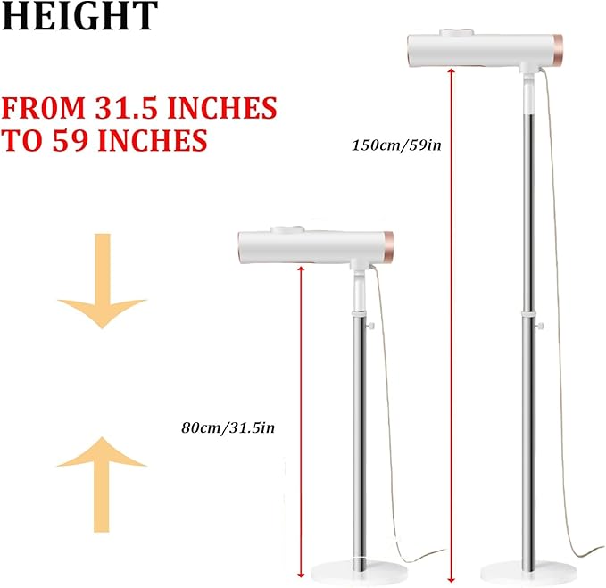 Lazy Hair Dryer Stand Hands Free, Freestanding Hair Dryer with Holder, Adjustable Height and Angle, Home Air Blower for Elderly, Disabled,Pet
