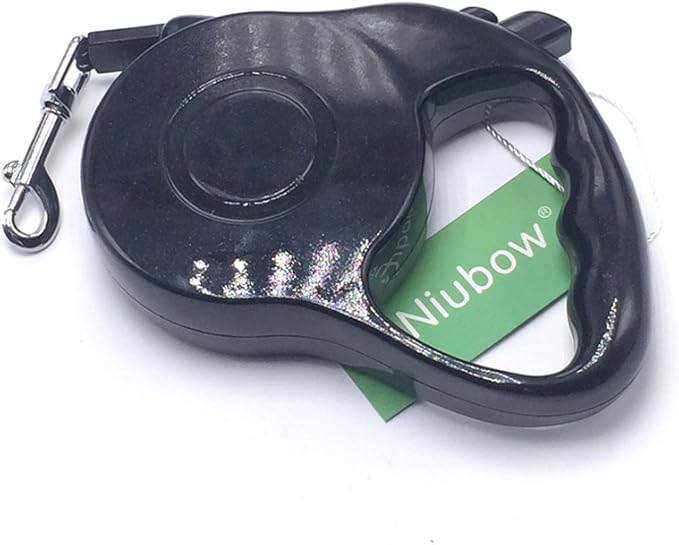 Retractable Dog Leash with Nylon Ribbon Lead for Small & Medium Breeds, Durable, No Tangle, 10-feet Long, Supports up to 25-Pound (Small, Black)