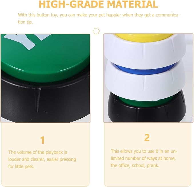 Milisten 4pcs Funny Dog Toys Pet Voice Button Communication Button for Dogs Interactive Recording Toy Puppy Training Aid Random Color