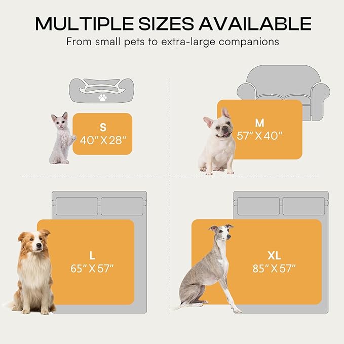 Luciphia Waterproof Dog Blanket, Leakproof Large Pet Blanket for Couch Sofa Bed Furniture Cover Protector, Washable Soft Sherpa Fleece with 3D Jacquard, Cozy Calming Reversible, Gray White, 65"x57"