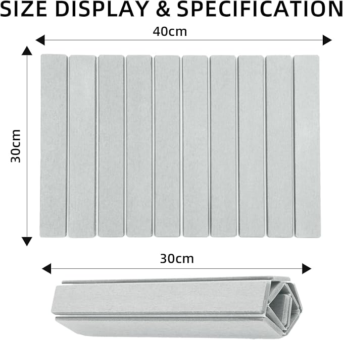 Stone Dish Foldable Drying Mat - Super Absorbent Fast Drying Stone Mat for Kitchen Counter, Dish, Pet Bowl & Plant Pot - Eco-Friendly, Non-Slip, Easy to Clean,16×12 Inches (Light Gray)