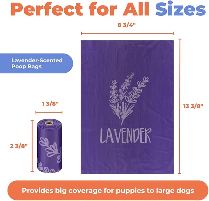 Best Pet Supplies Dog Poop Bags for Waste Refuse Cleanup, Doggy Roll Replacements for Outdoor Puppy Walking and Travel, Leak Proof and Tear Resistant, Thick Plastic - Purple (Scented), 150 Bags