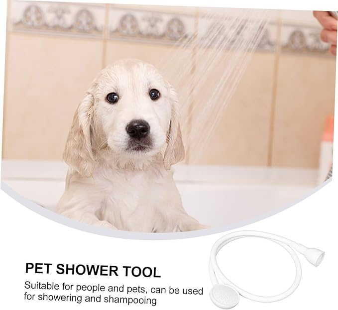 Creative Handheld Pet Bath Sprayer White Shower Tool for Dogs Cats Flexible Design for Easy Shampooing Rinsing Includes Adapters for Shower Garden Hose