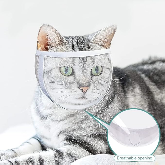 Breathable Cat Muzzle for Grooming Transparent Cat Mouth Cover for Anti Biting Adjustable Grooming Mask for Small Pets