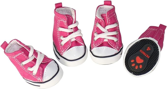 Pet Shoes Puppy Sport Denim Shoes Casual Style Anti-Slip Boots Sneaker Booties 4Pcs