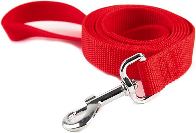 Nylon Dog Training Leash, Traction Rope, 4Ft /5 Foot /6 Feet Long, 5/8 inch 3/4 Inch 1 Inch Wide, for Small and Medium Dogs (3/4'' x 4 F, Red)