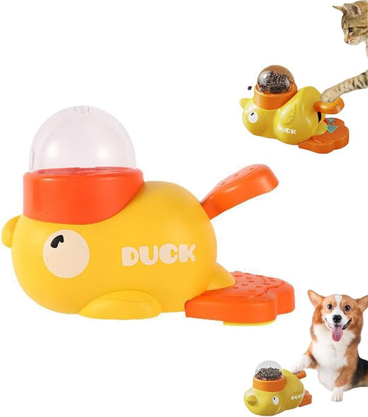 2-in-1 Duck-Shaped Interactive Slow Feeder Puzzle Toy – Pet Treat Dispenser for Dogs & Cats, IQ Training to Reduce Bloating & Boredom (Small/Medium Pets)