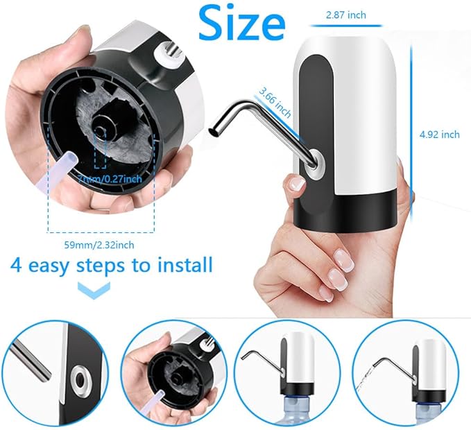 5 Gallon Water Dispenser Automatic contactless Electric Portable Drinking Water Bottle Pump,Smart USB Charging, for Camping Rechargeable 5 Gallon jug Pump