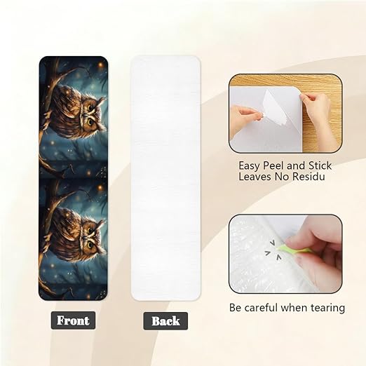 Animal Forest Owl Stair Treads for Wooden Steps Indoor Washable Staircase Carpet 10PCS 30"x7.8" Stair Step Treads Non-Slip Staircase Covers Peel and Stick Safety Mat for Kids Elders Pets