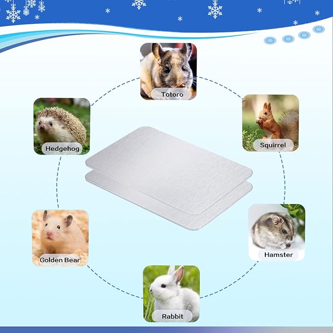 Rabbit Cooling Pad, 11.8x7.9 IN Hamster Cooling Mat Pet Cool Plate for Rabbit Bunny Hamster Guinea Pig & Other Small Pets Stay Cool This Summer - Bite Resistance Pet Cooling Pad Ice Bed (2PCS)