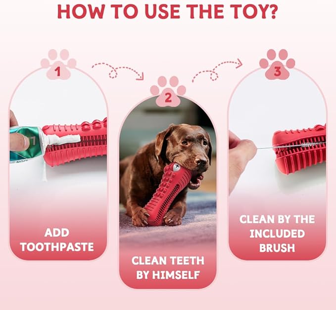Dog Toys for Aggressive Chewers, Indestructible Dog Chew Toys for Medium Large Breed, Interactive Tough Dog Squeaky Toys to Keep Them Busy, Natural Rubber Durable Dog Toothbrush Teeth Cleaning Toys