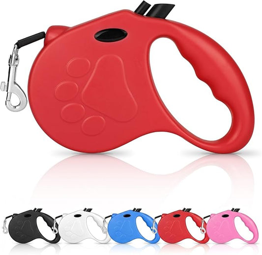 Retractable Dog Leash, 16ft Dog Walking Leash for Small Dogs up to 77lbs, Non-Slip Handle - Red