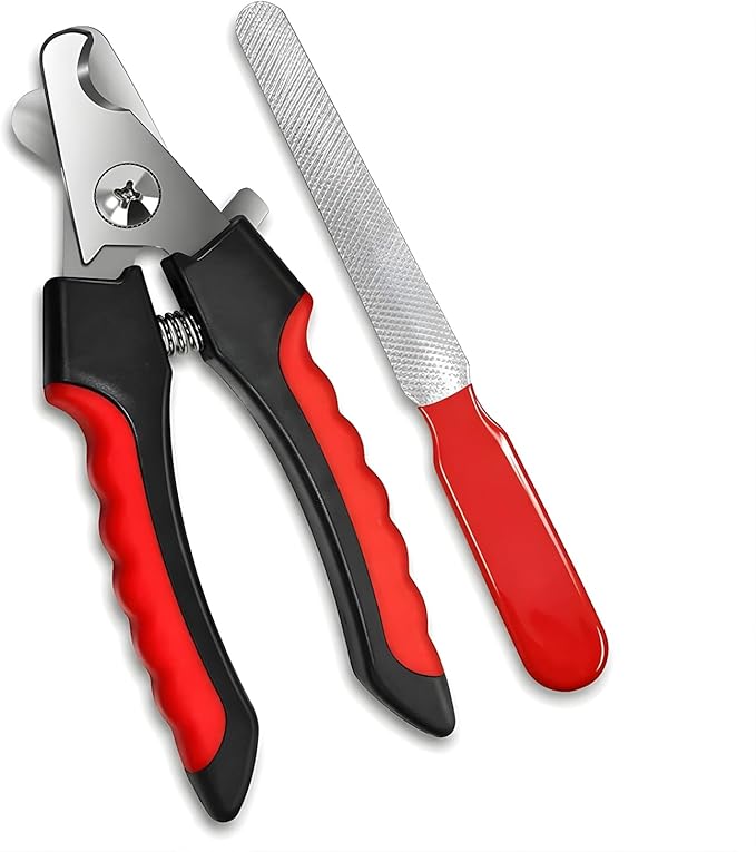 Professional Dog Nail Clippers, Pet Nail Trimmer with Safety Guard, Dog Toenail Clippers for Small & Medium Dogs, Cat & Dog Nail Cutter, Non Slip Handle, Nail Clipper Set with File
