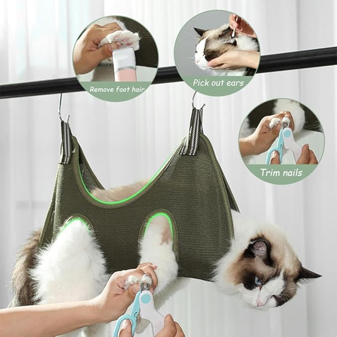 Pet Grooming Hammock – Breathable Mesh Cat & Dog Sling for Nail Trimming, Ear Cleaning & Bathing, Secure Suspension Helper for Small to Medium Pets (Size M, 20-29.5 lbs)
