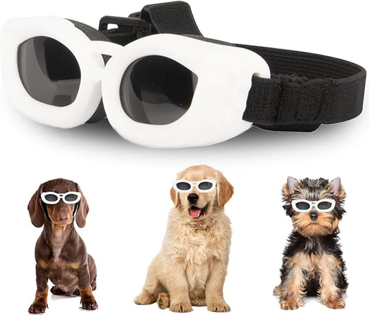 Dog Goggles Small Breed, UV/Wind/Dust/Fog Protection Pet Sunglasses with Adjustable Strap,Outdoor Dog Sunglasses for Small Dogs,Easy Wear