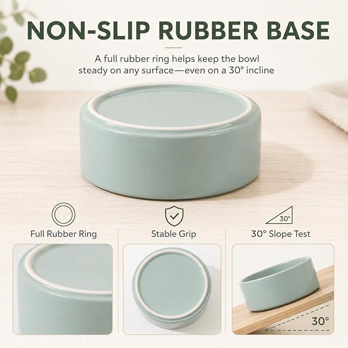 Havniva Cat Bowls Water Bowl Set of Two, 5.1” Ceramic Cat Food and Water Bowl Whisker Friendly Pet Food Bowls for Indoor Cats, Wide Cat Water Dish Prevent Whisker Fatigue Non Slip Cat Feeder