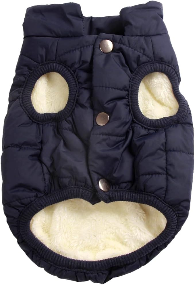 JoyDaog 2 Layers Fleece Lined Warm Dog Jacket for Winter Cold Weather,Soft Windproof Large Dog Coat,Blue XXXL