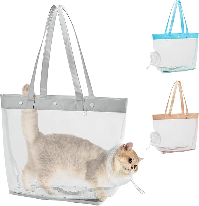 Soft Cat Tote Carrier, Breathable Mesh Pet Bag with Legs-Out Design, Foldable Cat Carrier for Walking, Suitable for Cats and Small Dogs up to 10 lbs Gray