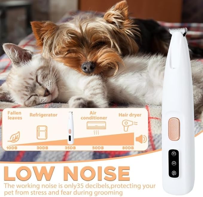 warmow Pet Micro Precision Paw Trimmer, Upgrade Multifunctional Pet Hair Clippers Waterproof Rechargeable Pet Shaver with LED Light, Pet Paw Trimmer for Paws Eyes Ears Face Rump (1 Set)