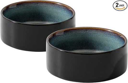 Havniva Cat Bowls Water Bowl Set of Two, 5.1” Ceramic Cat Food and Water Bowl Whisker Friendly Pet Food Bowls for Indoor Cats, Wide Cat Water Dish Prevent Whisker Fatigue Non Slip Cat Feeder