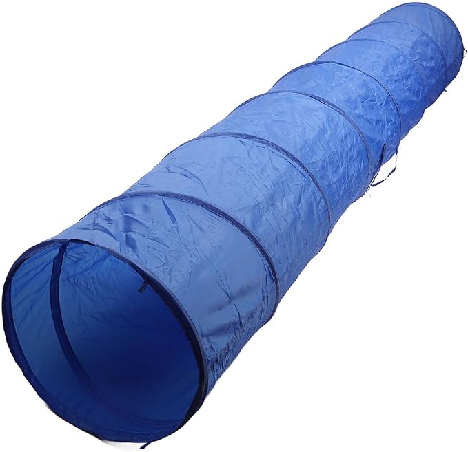 Foldable Dog Agility Tunnel for Training & Play, Sturdy Oxford Fabric, Portable with Carry Bag, 50x300cm Blue Pet Exercise Tunnel