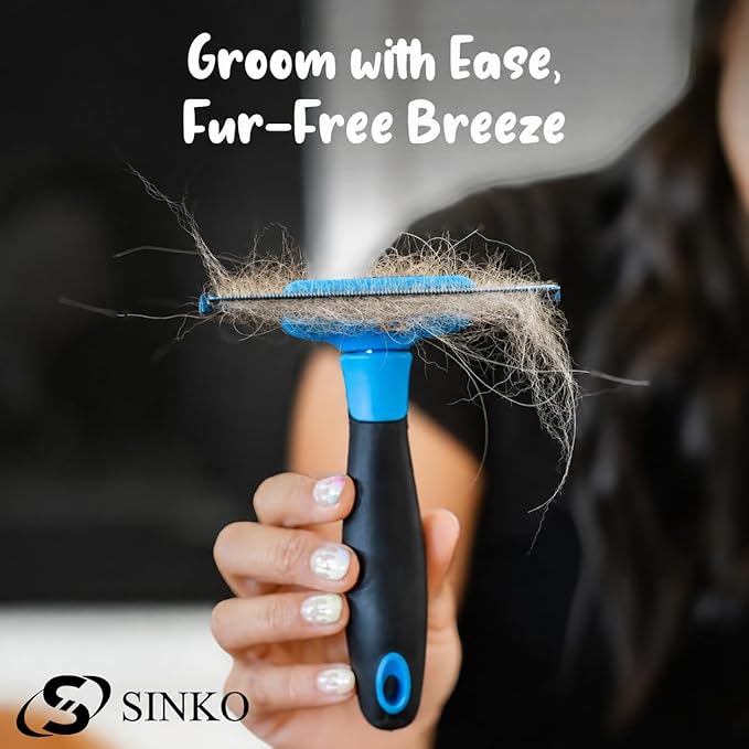 SINKO Deshedding Tool for Dogs & Cats, Pet Grooming Brush, Skin Friendly Deshedding Tool, Dog Brush for Shedding, Effectively Reduces Shedding by up to 95% for Short Medium Long Pet Hair (Blue)