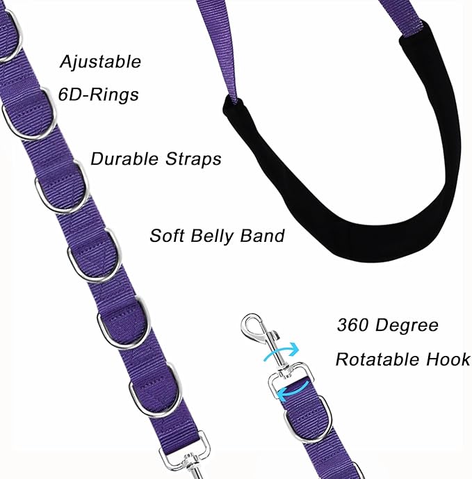ASOCEA Dog Grooming Belly Strap Belly Band & Loop 3 Sets Adjustable Dogs Groomer Extension Strap for Pet Grooming Tables Arms Bathing Restraint Leash for Small & Medium Dogs(Purple)