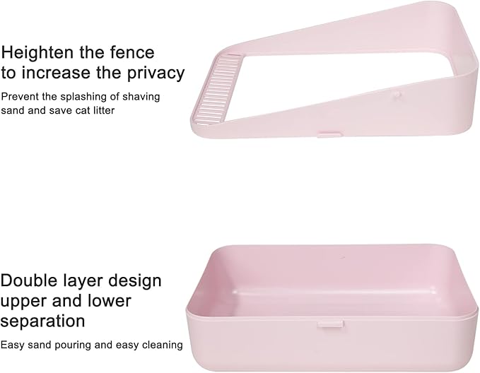 Sfozstra Pink Small Cat Litter Box with Low Entry - for Kittens Up to 8 lbs, Anti-Tracking Design, Space-Saving, Easy Clean, Ideal for Apartments