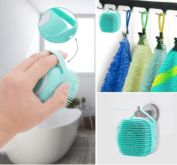 Pet Bath Massage Brush Puppy Dog Cat Grooming Soft soap dispensing (YELLOW)