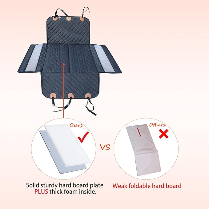 Dog car seat Cover for Back seat Hard Bottom Half Dog car seat Cover Passenger Friendly Back seat Extender for Dogs