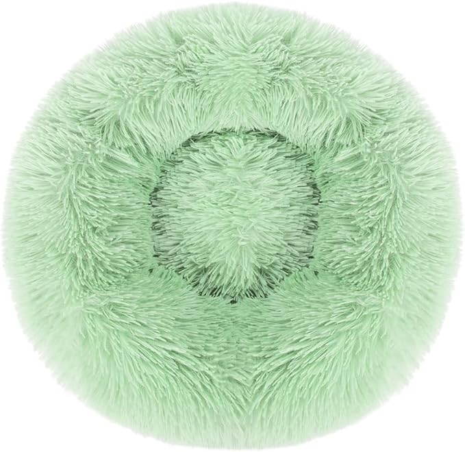 otoez Kitten & Puppy Extra Small XS Round Dog & Cat Anti Anxiety Plush Pet Calming Donut Bed with Non-Slip Waterproof Bottom, Washable (15.7", Green)