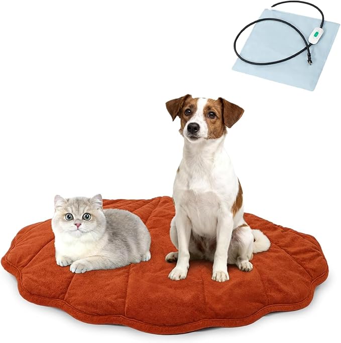 Vagascape Dog Bed, Waterproof Pet Bed with Removable Cover, Comfort Cat Dog Pad for All Seasons, Heating Red Shell Shape Cat Mat with Nonskid Bottom(57"x47")