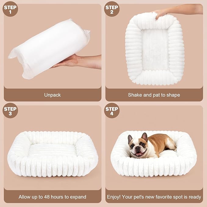 Dog Bed for Small Medium Size Dog, Washable Fluffy Rabbit Fur Pet Bed for Puppy and Kitten, Orthopedic Dog Cat Beds with Removable Cover & Anti-Slip Bottom Medium Dog Bed self Warming