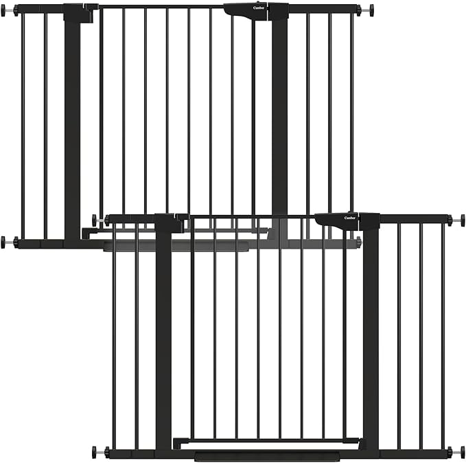Cumbor 2 Pack 30-46" Baby Gate for Stairs, Mom's Choice Awards Winner-Auto Close Dog Gate for doorways, Easy Install Pressure Mounted Pet Gates Indoor, Easy Walk Thru Wide Safety Gate for Dog, Black