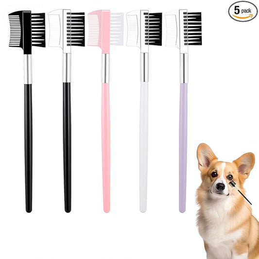 5 Pcs Dog Eye Comb for Gunk Small Dog, Double-Ended Dog Tear Stain Comb, Dog Face Comb for Small Dogs Grooming and False Eyelashes Separation