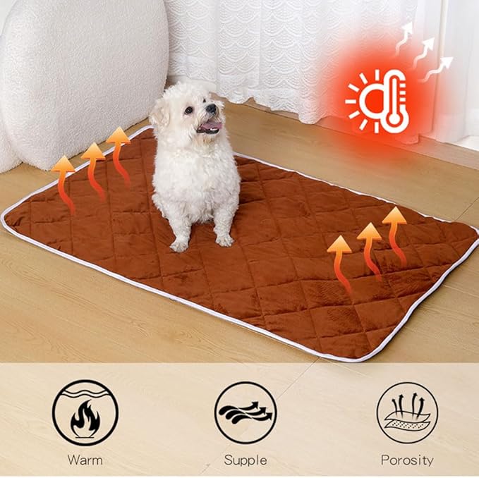 Washable Anti-Slip Kennel Mat for Medium Small Dogs and Cats Kennel pad Crate Pad in Winter Heated Cat Bed Self Warming Non-Electric Pet Warming Pad Gray 13.75 * 19.69inch